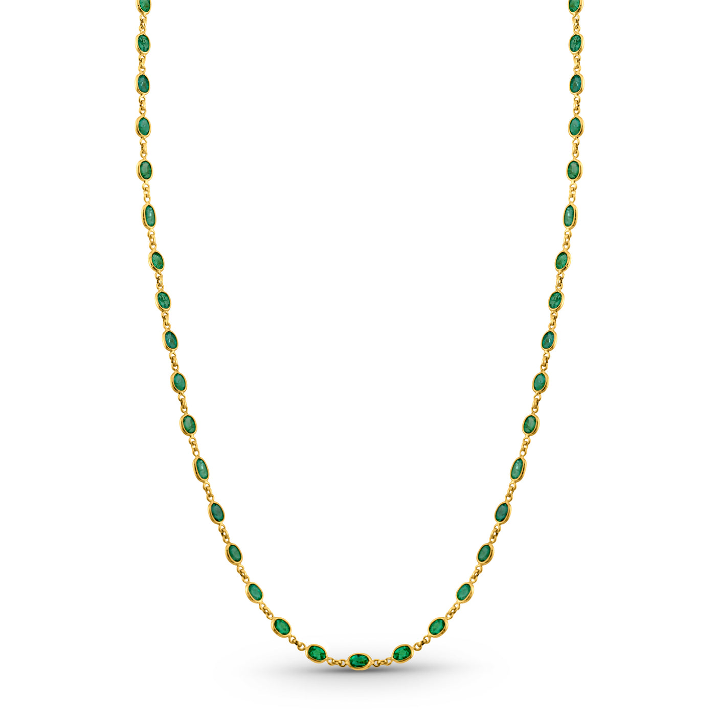 Emerald Oval Necklace In 18K Yellow Gold