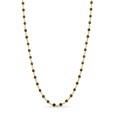 Gemstone Round Necklace In 18K Yellow Gold