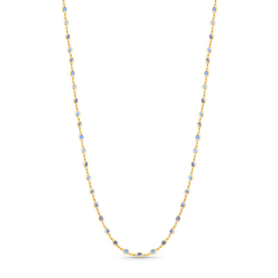 Rainbow Moonstone Round Necklace In 18K Yellow Gold