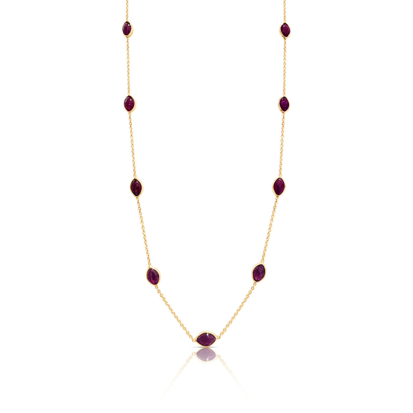 Ruby Marquise Necklace In 18K Yellow Gold