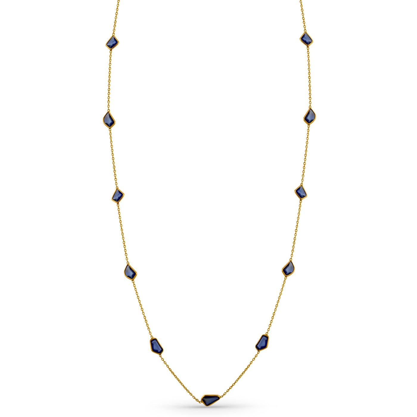 18K gold Blue Sapphire necklace – handcrafted designer jewelry