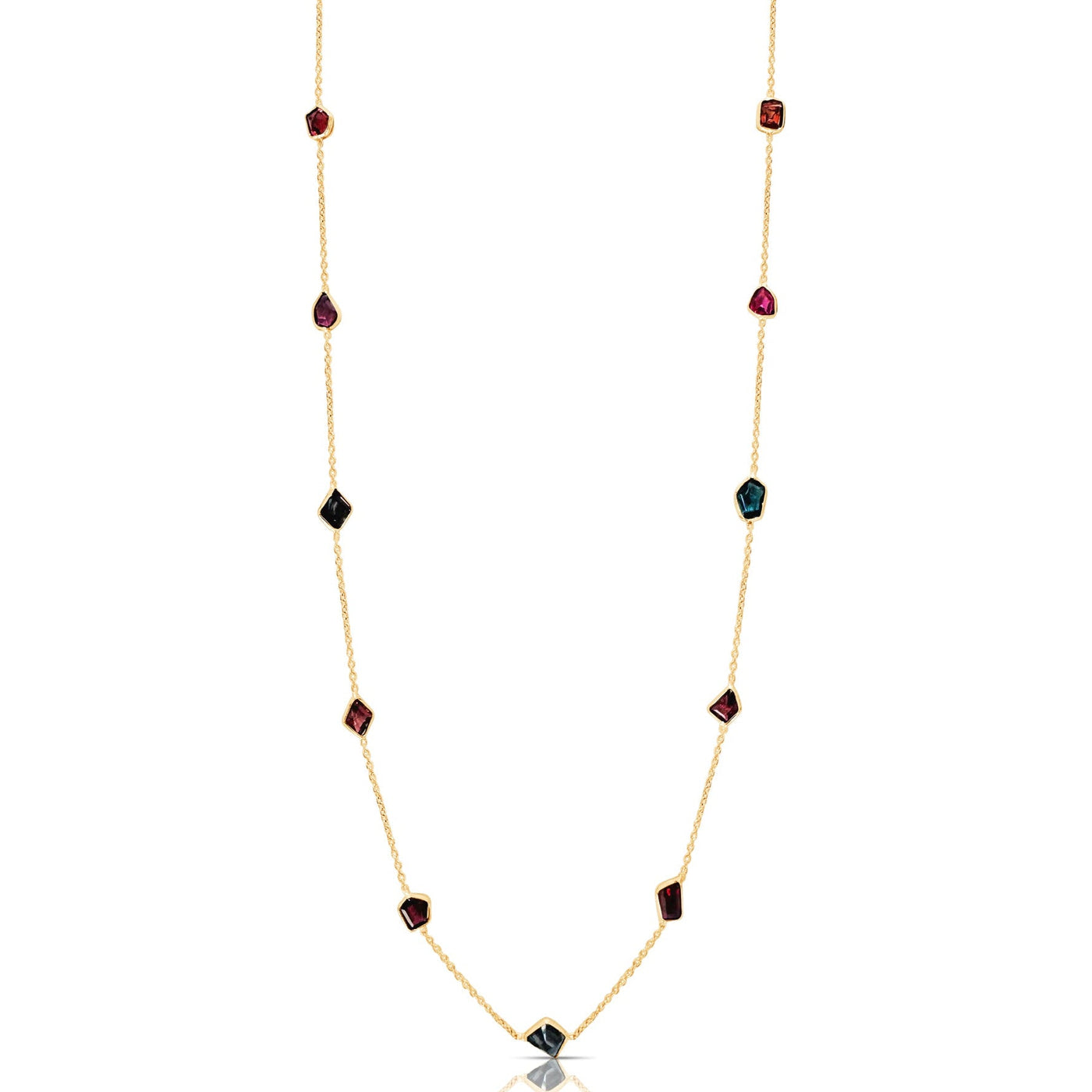 18K Gold Multicolor Stone Necklace by Tresor Collection