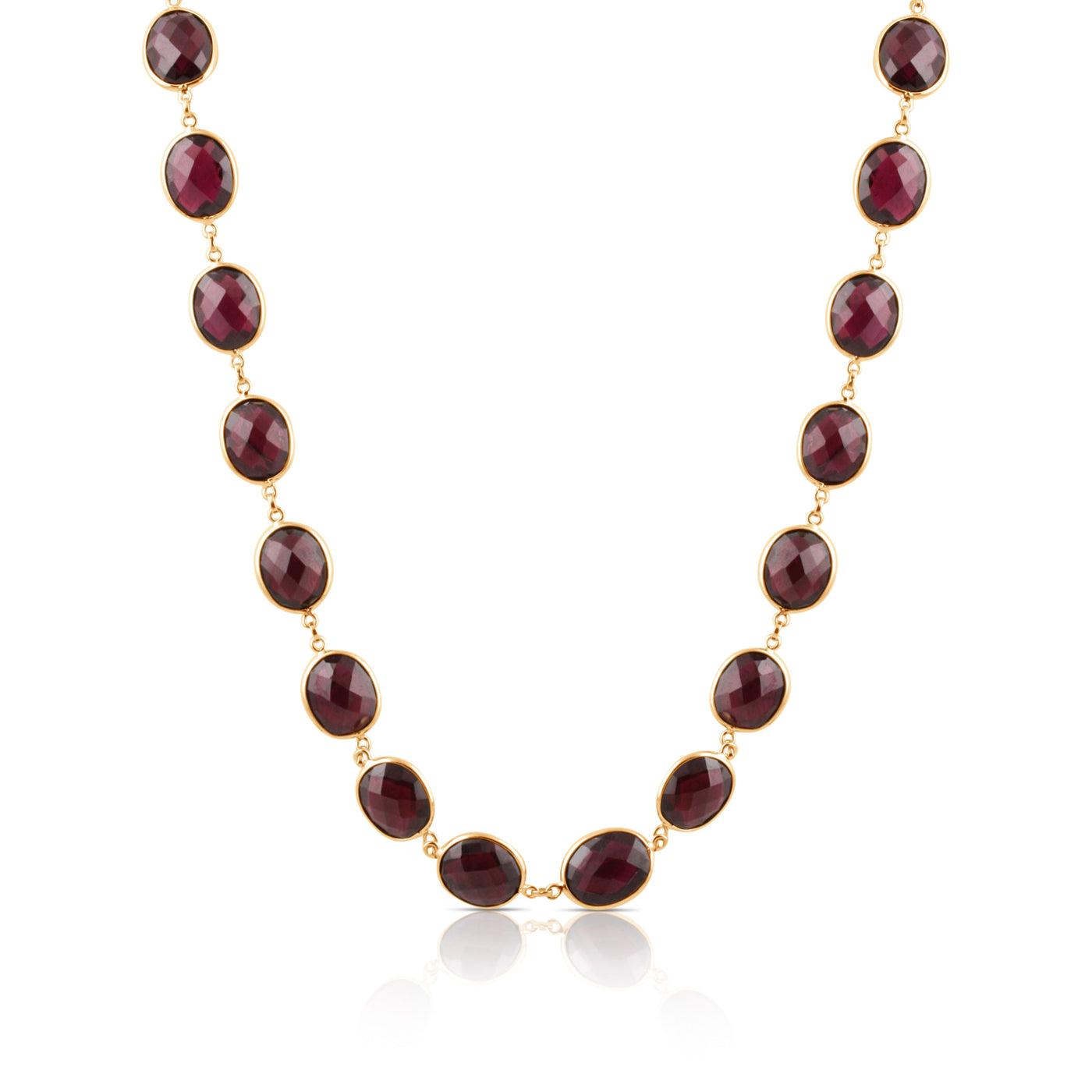 Rhodolite Oval Necklace In 18K Yellow Gold