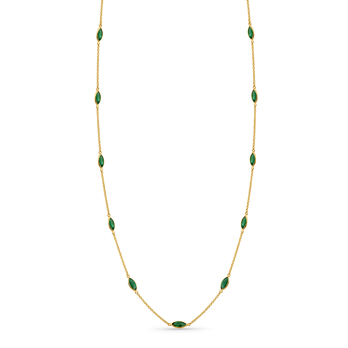 Emerald Marquise Shape Necklace 18K Yellow Gold