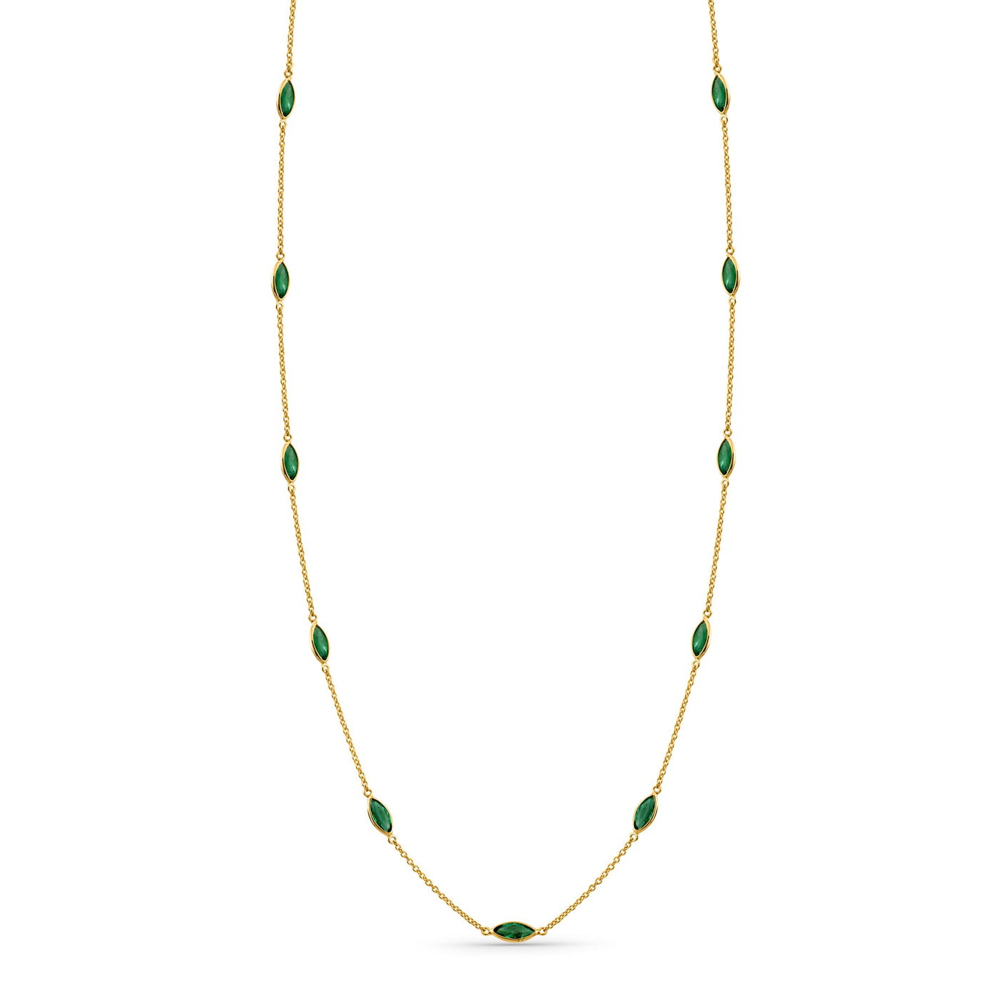 18K Gold Emerald marquise necklace – luxury jewelry