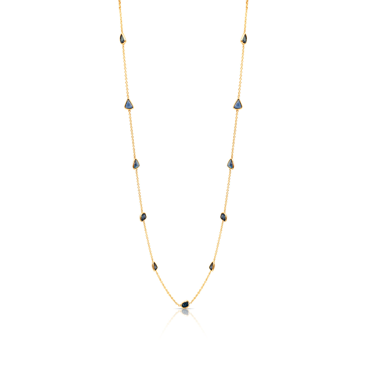Blue Sapphire Multishape Necklace 18K Yellow Gold