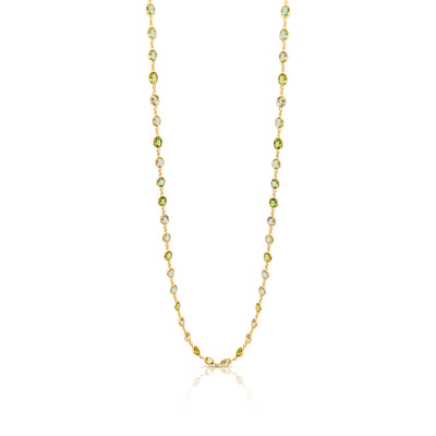 Green Tourmaline Oval Necklace 18K Yellow Gold
