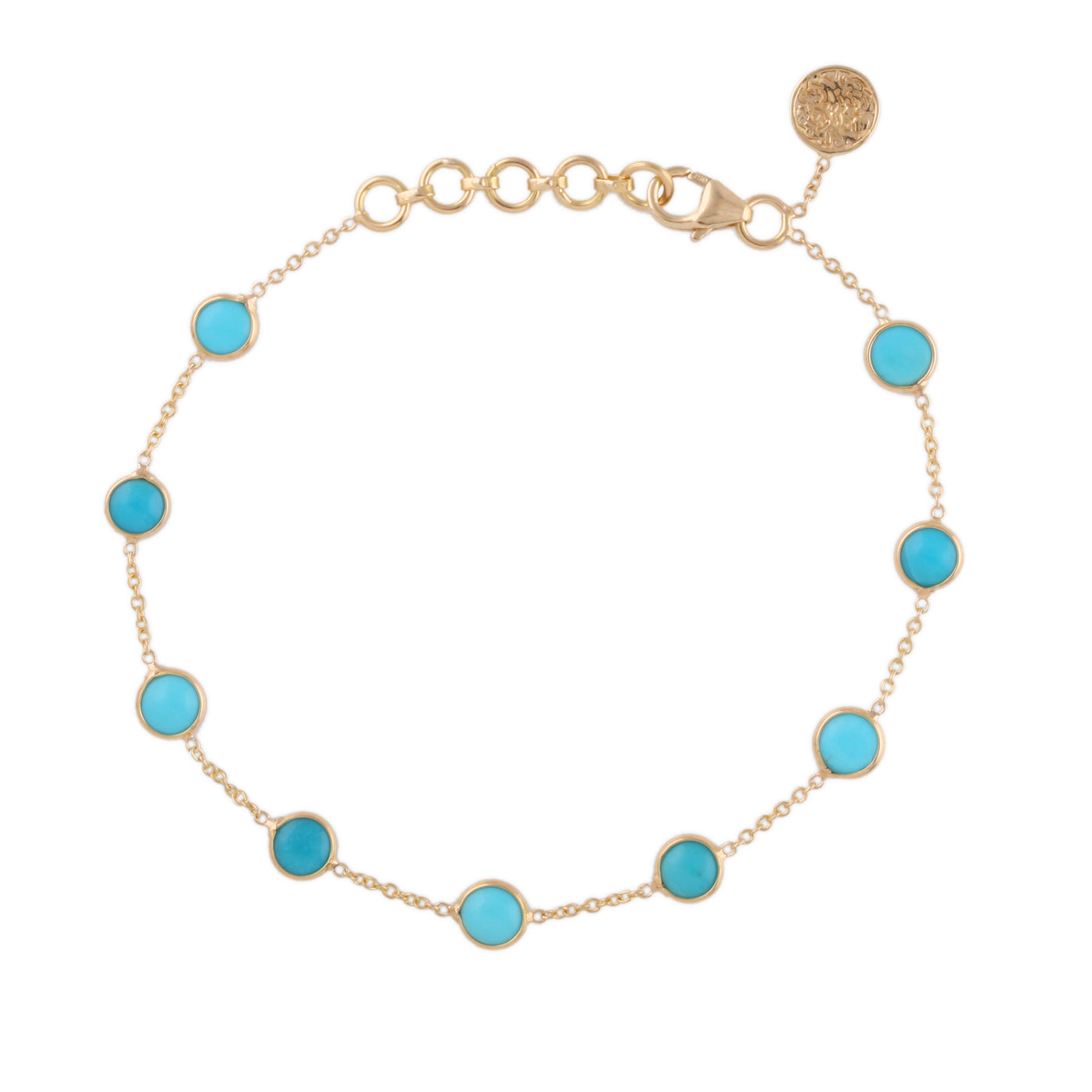 Turquoise Round Bracelet In 18K Yellow Gold