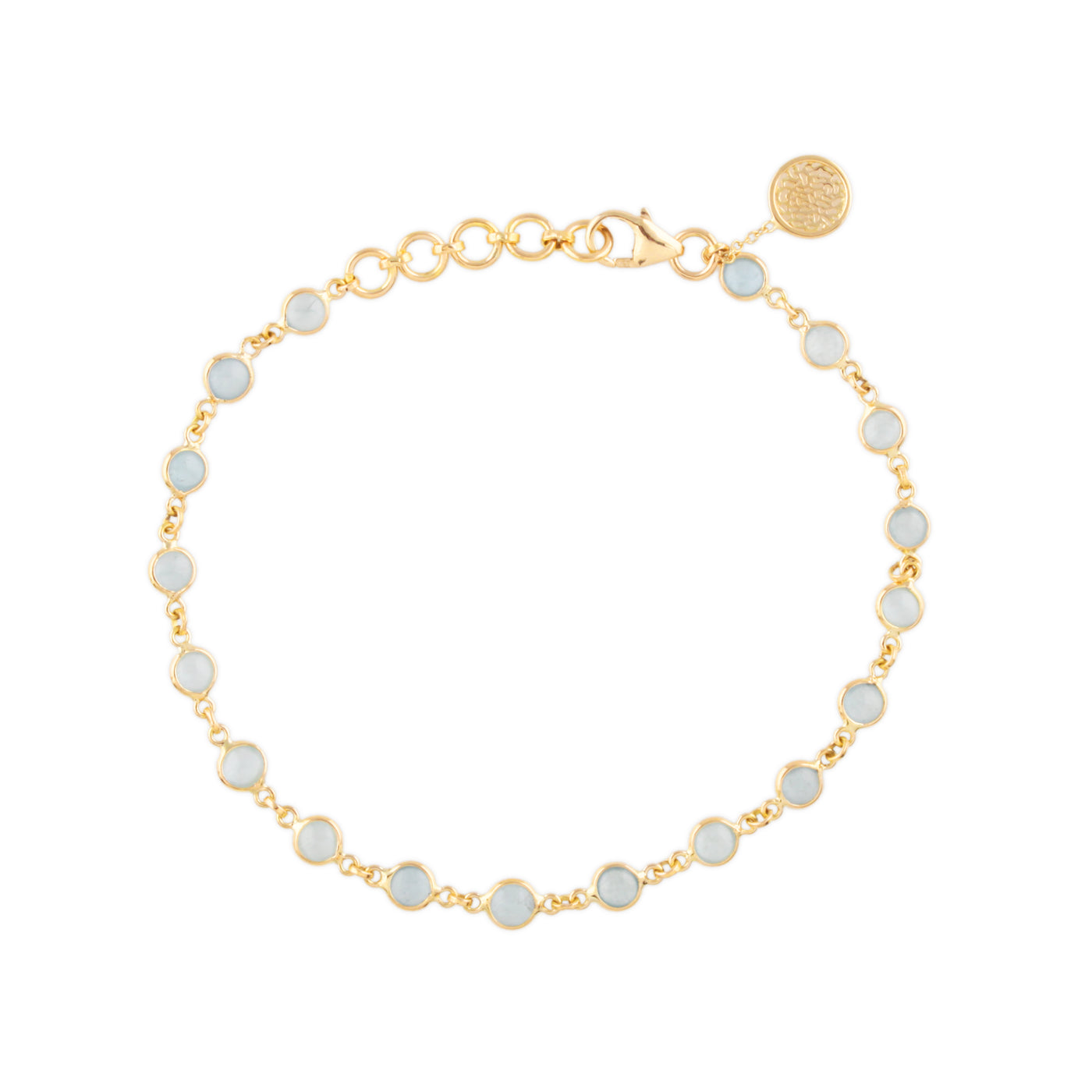 Aquamarine Round Bracelet In 18K Yellow Gold