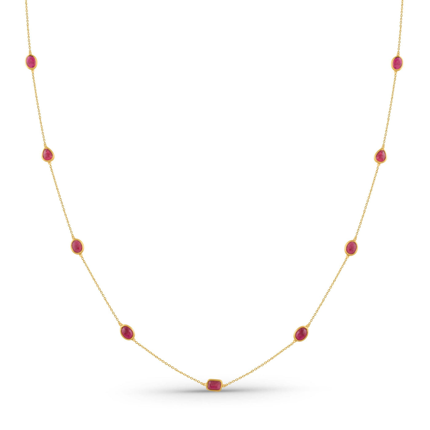 Ruby Mix Shape Necklace With 18 Kt Gold