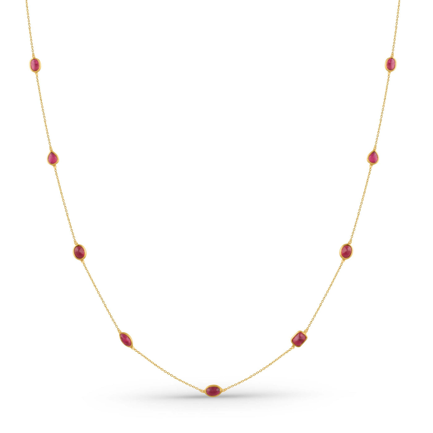 Ruby Mix Shape Necklace With 18 Kt Gold