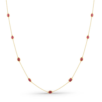 Ruby Mix Shape Necklace With 18 Kt Gold