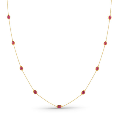 Ruby Mix Shape Necklace With 18 Kt Gold