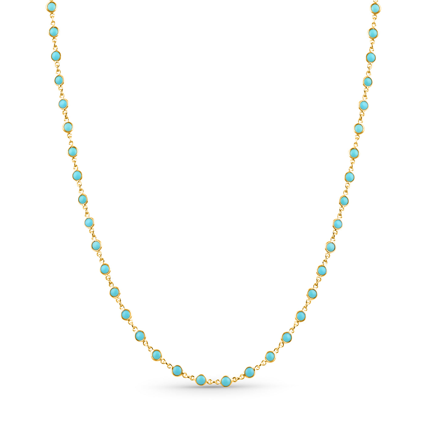 Turquoise Round Necklace In 18K Yellow Gold