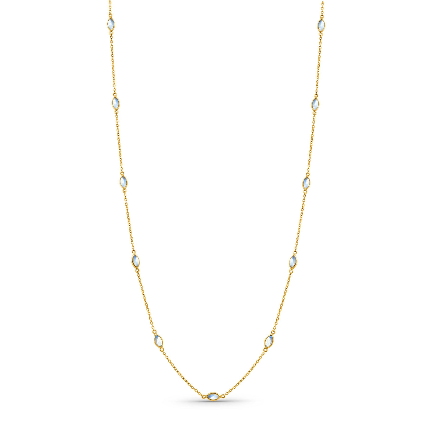 18K gold rainbow moonstone marquise necklace