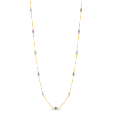 Labradorite Pear Shape Necklace In 18K Yellow Gold