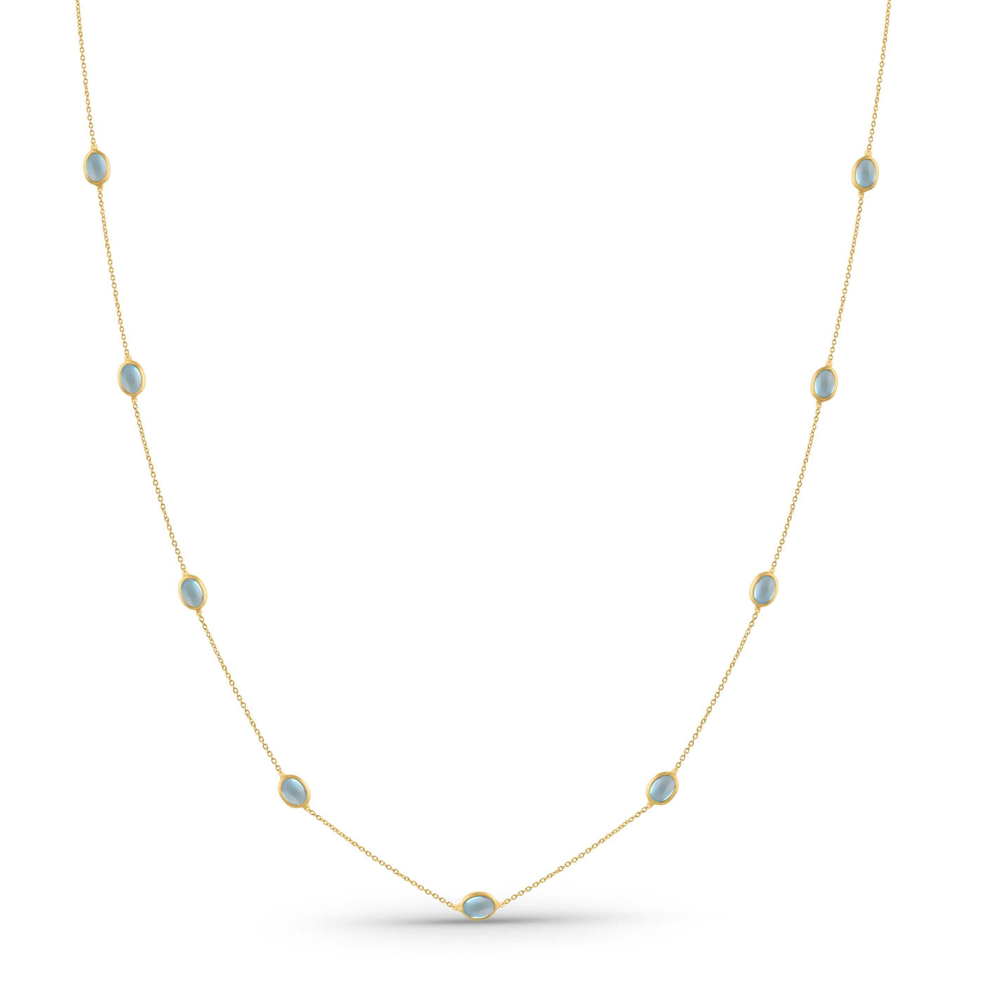 Blue Topaz Oval Necklace With 18 Kt Gold