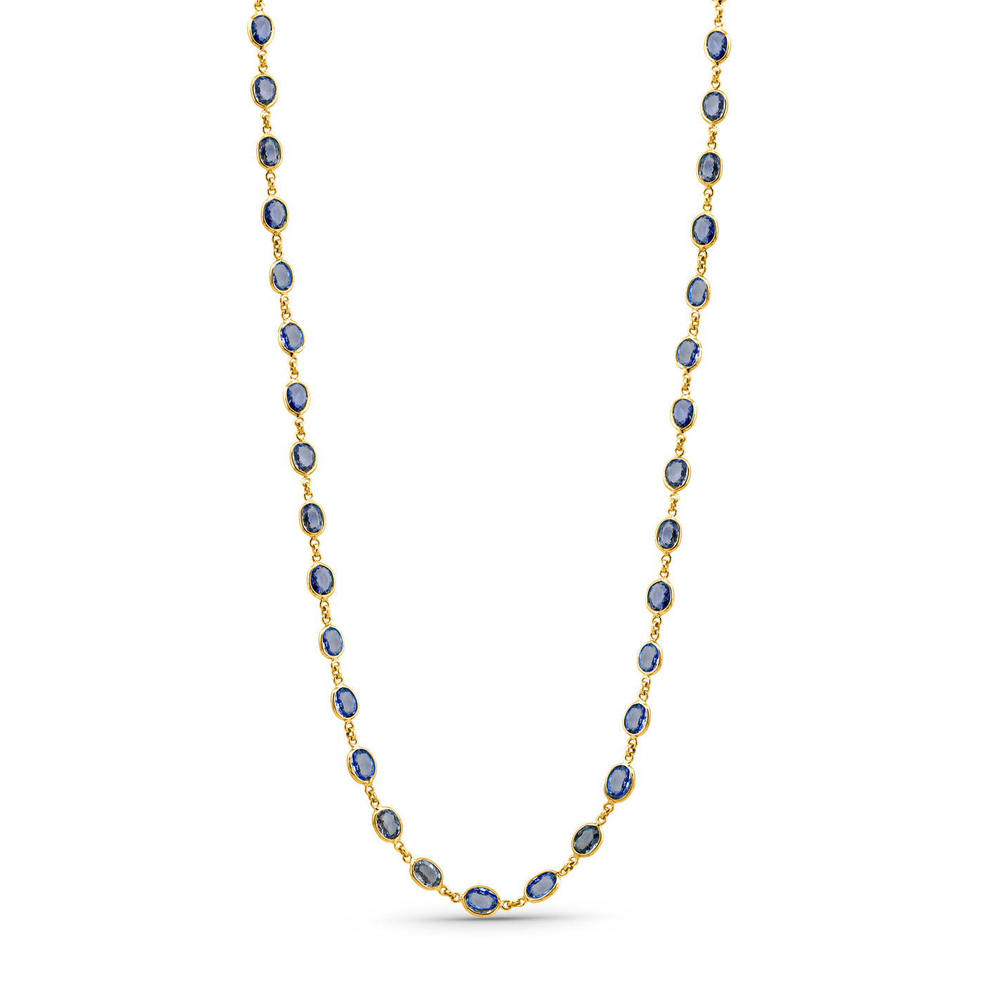 Tanzanite Oval Necklace In 18K Yellow Gold