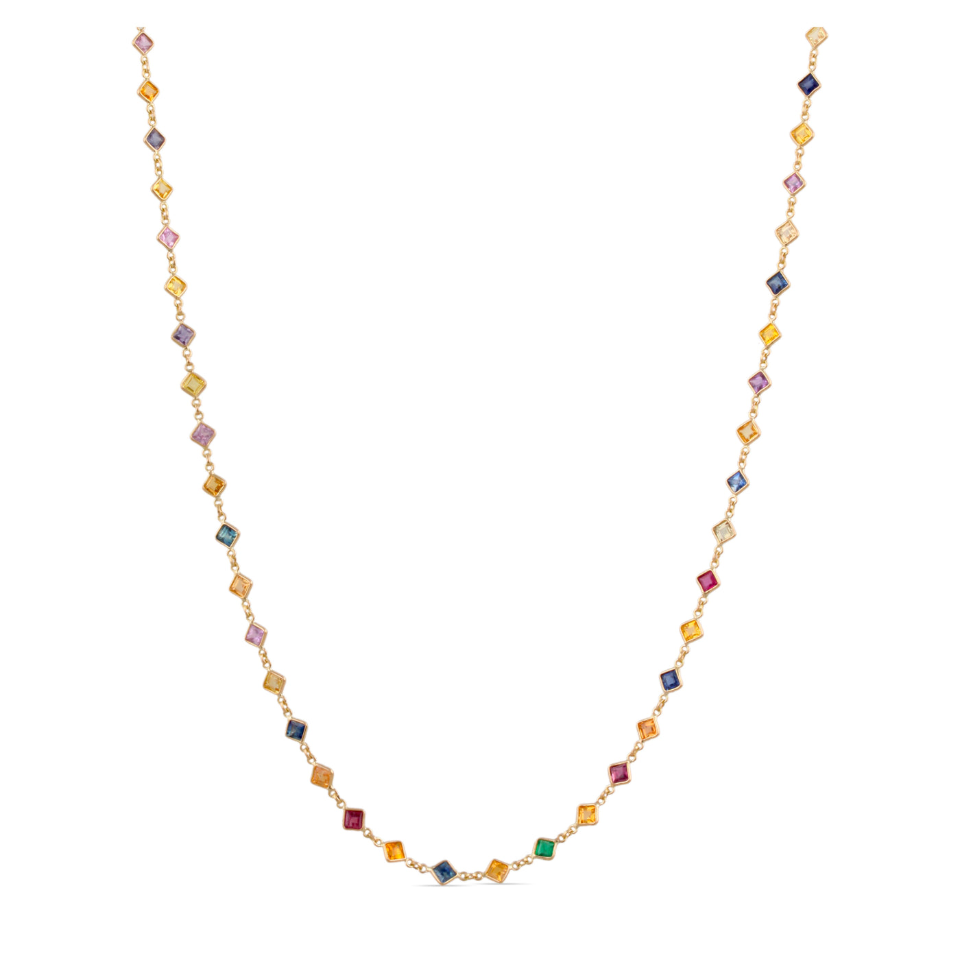18K Gold Multi Sapphire Princess Cut Necklace – Fin Collection