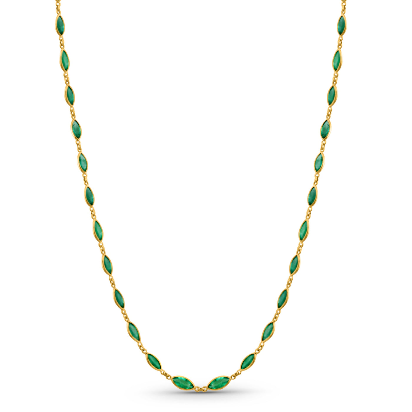 Emerald Marquise Necklace In 18K Yellow Gold