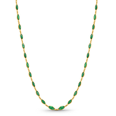 Emerald Marquise Necklace In 18K Yellow Gold