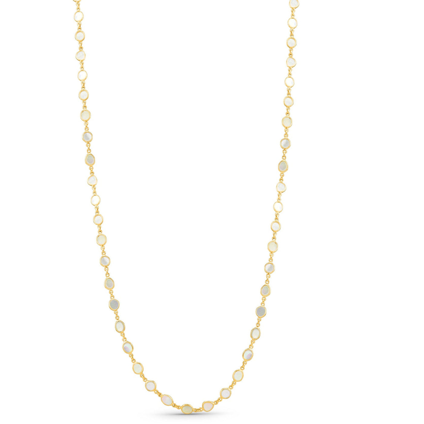 32-inch Mother of Pearl Necklace in 18K Yellow Gold – Femizon