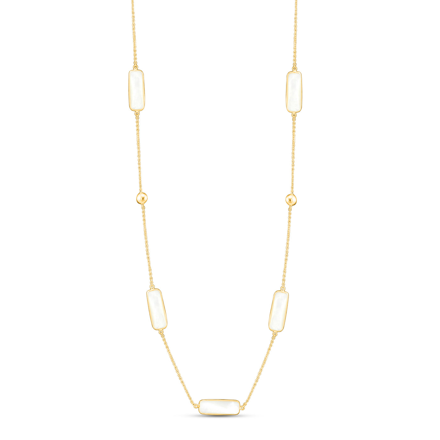 Mother Of Pearl Rectangle Necklace In 18K Yellow Gold