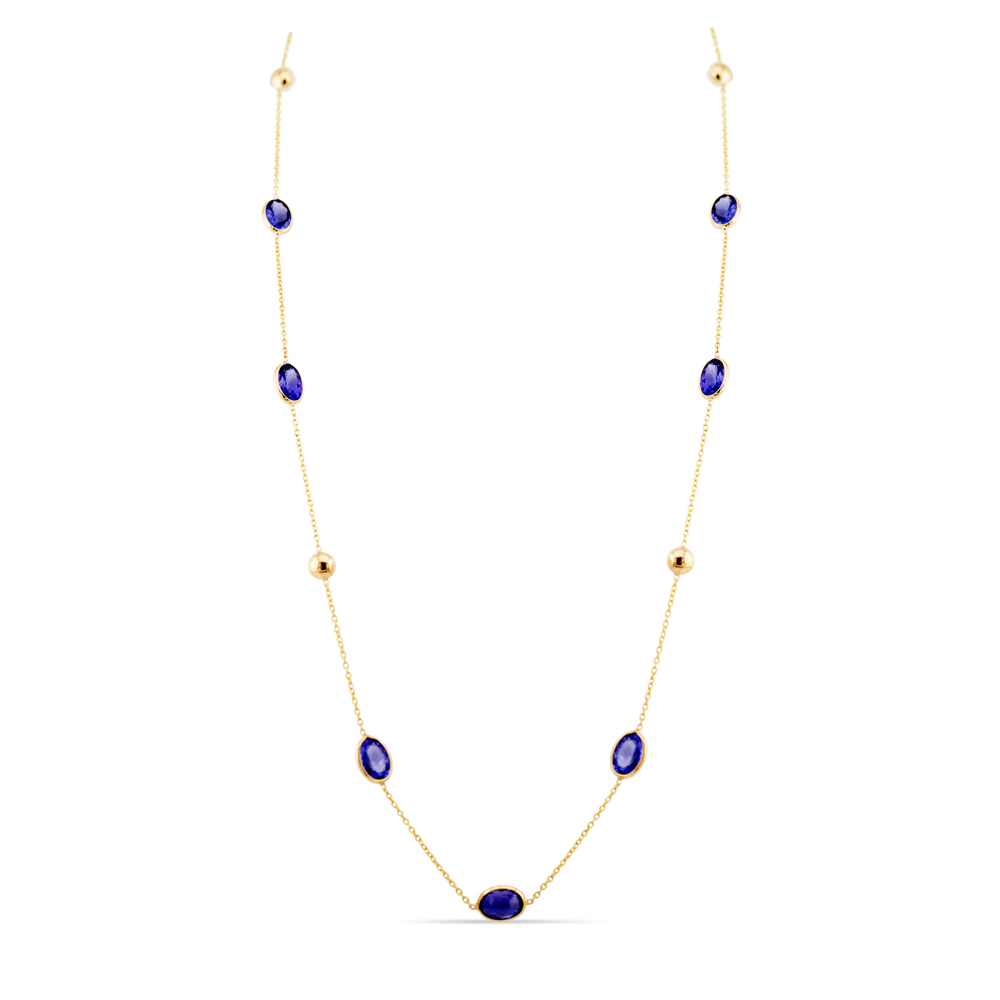 Tanzanite Oval Necklace In 18K Yellow Gold