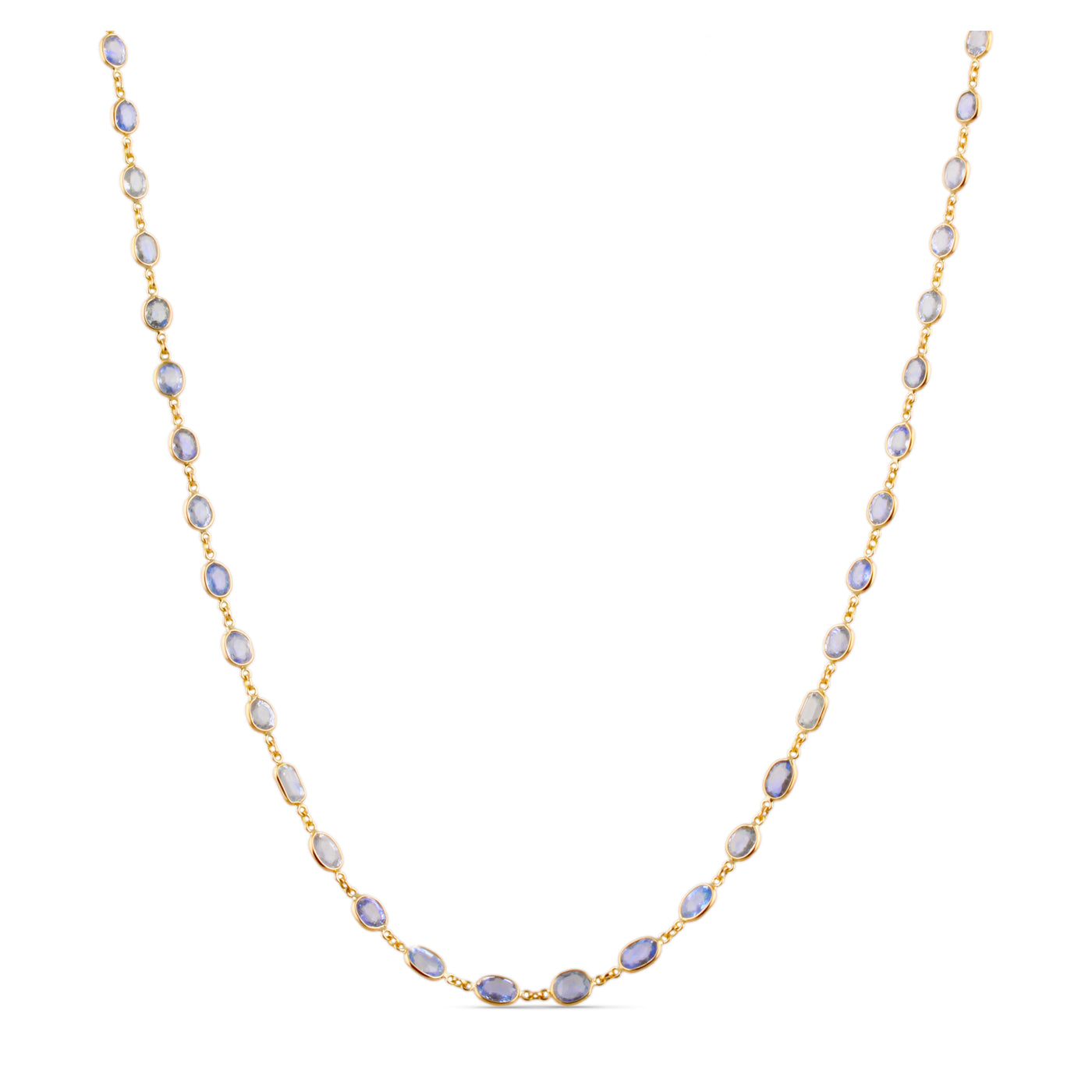 Blue Sapphire Mix Shape Necklace In 18K Yellow Gold