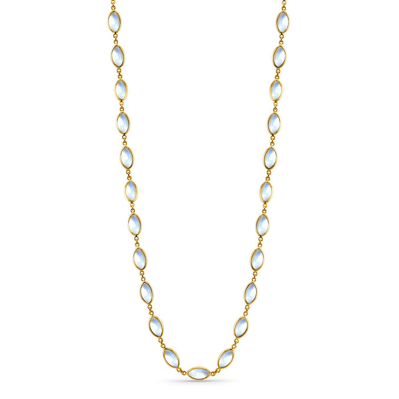 Rainbow Moonstone Marquise Necklace In 18K Yellow Gold