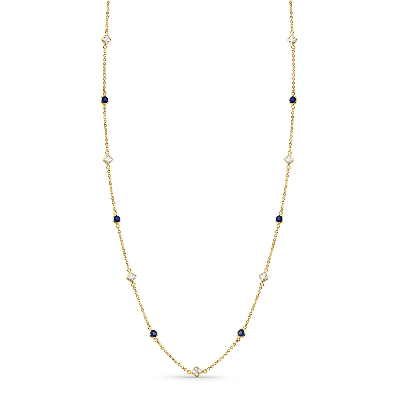 18K gold White & Blue Sapphire necklace – handcrafted