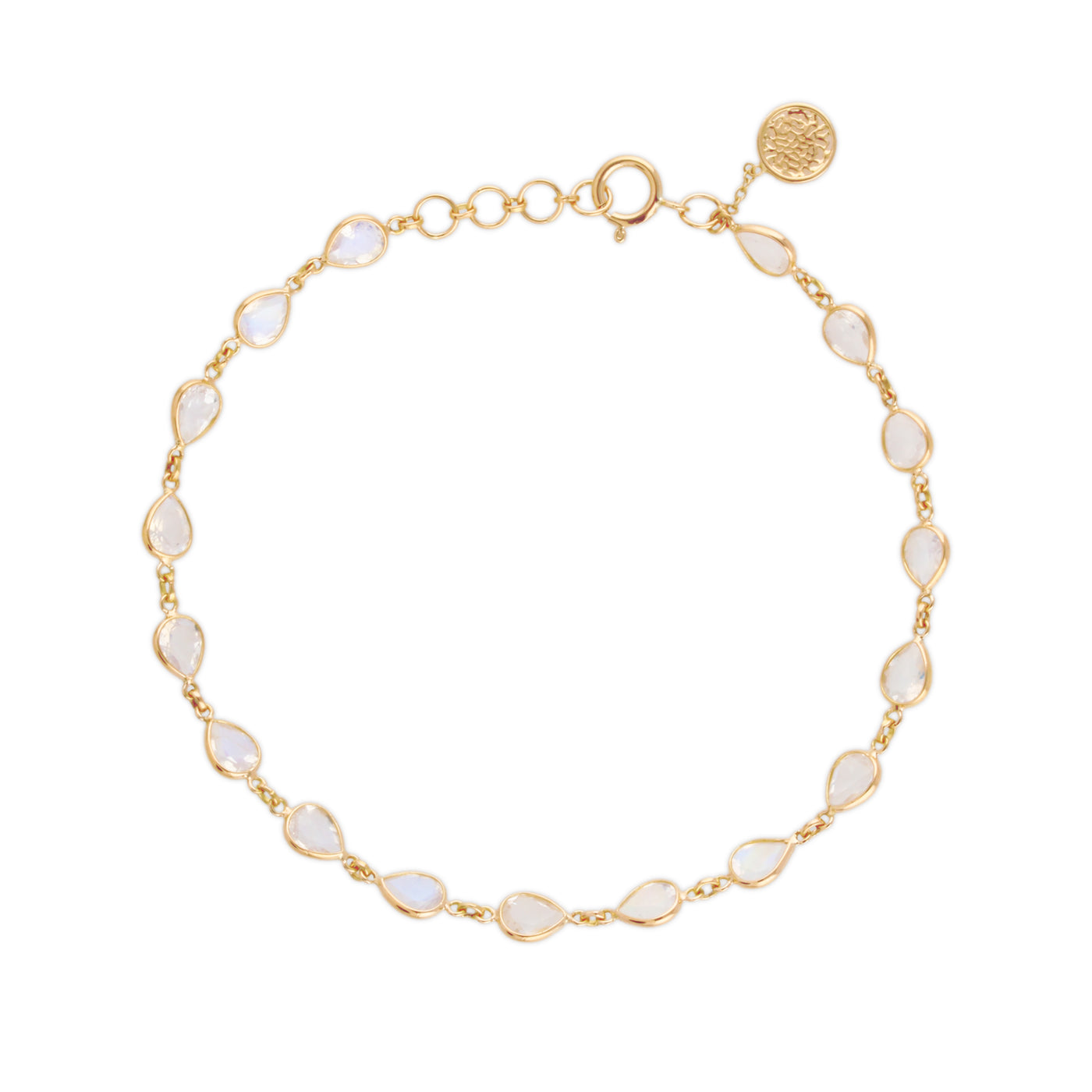 Rainbow Moonstone Pear shape Bracelet In 18K Yellow Gold