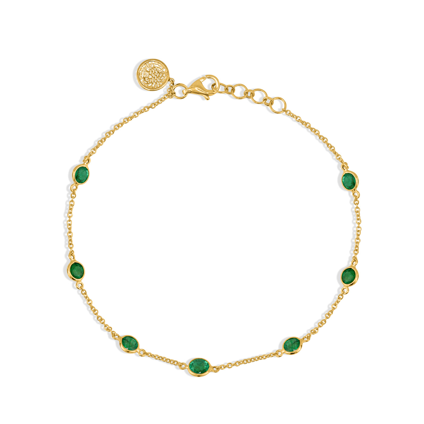 Emerald Round Bracelet In 18K Yellow Gold