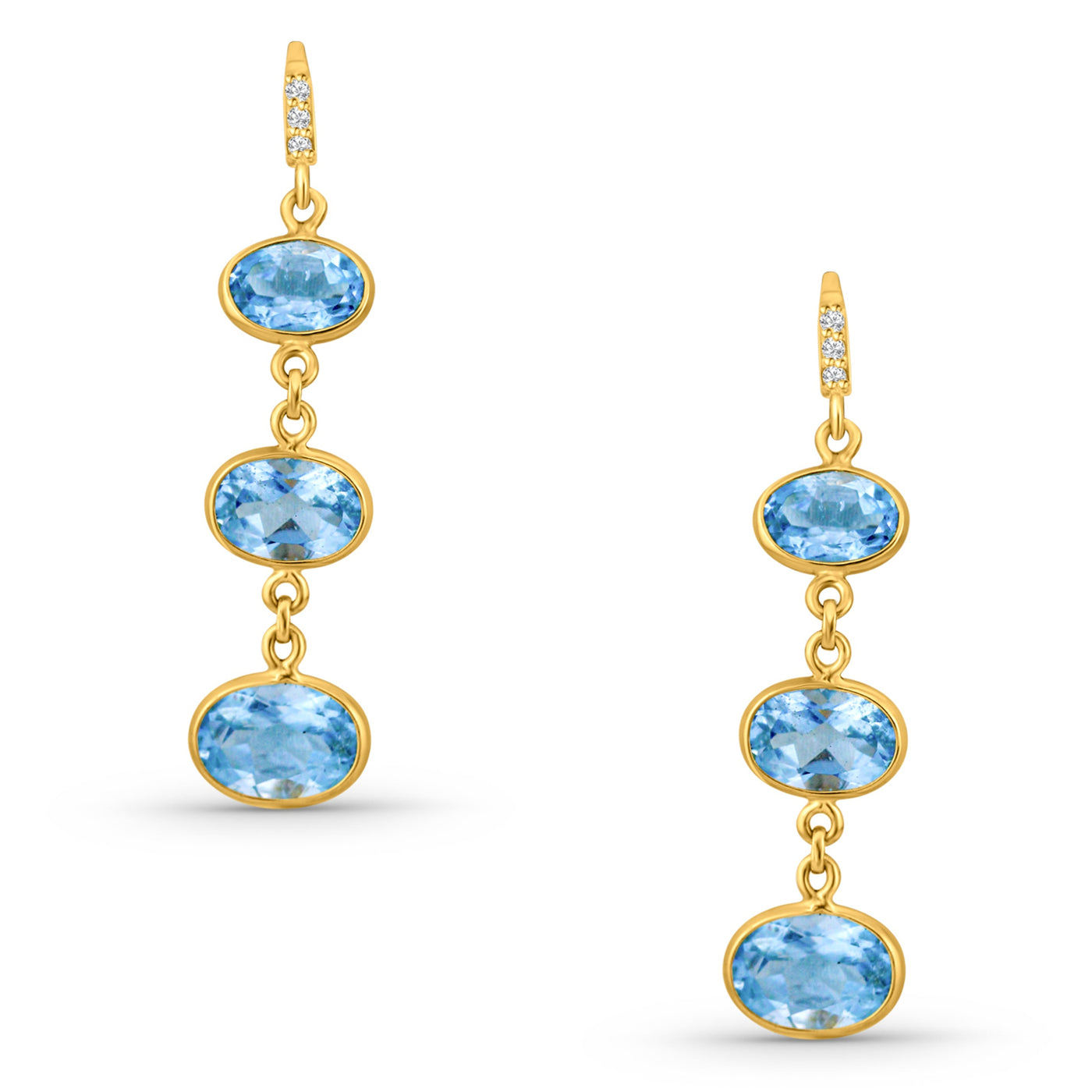 Aquamarine Oval Earring In 18K Yellow Gold