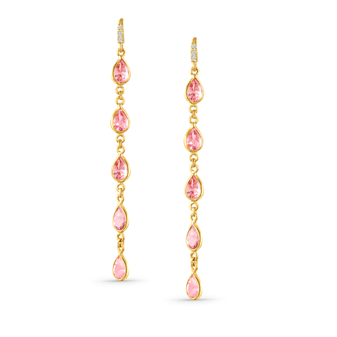 Pink Tourmaline Pear Shape Earring In 18K Yellow Gold