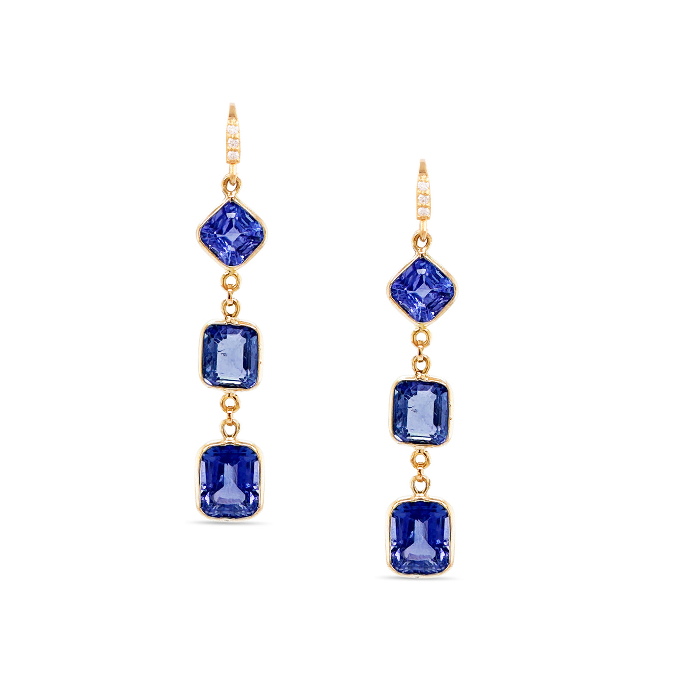 Tanzanite & Diamond Earring In 18K Yellow Gold