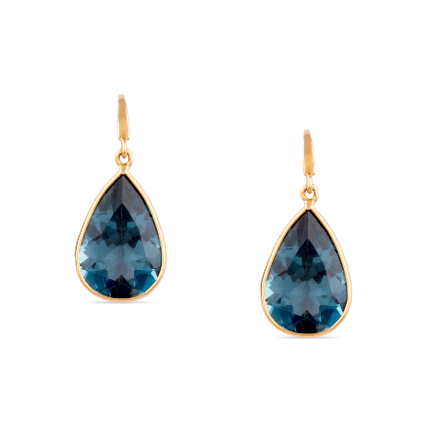 London Blue Topaz Pear Shape Earring In 18K Yellow Gold