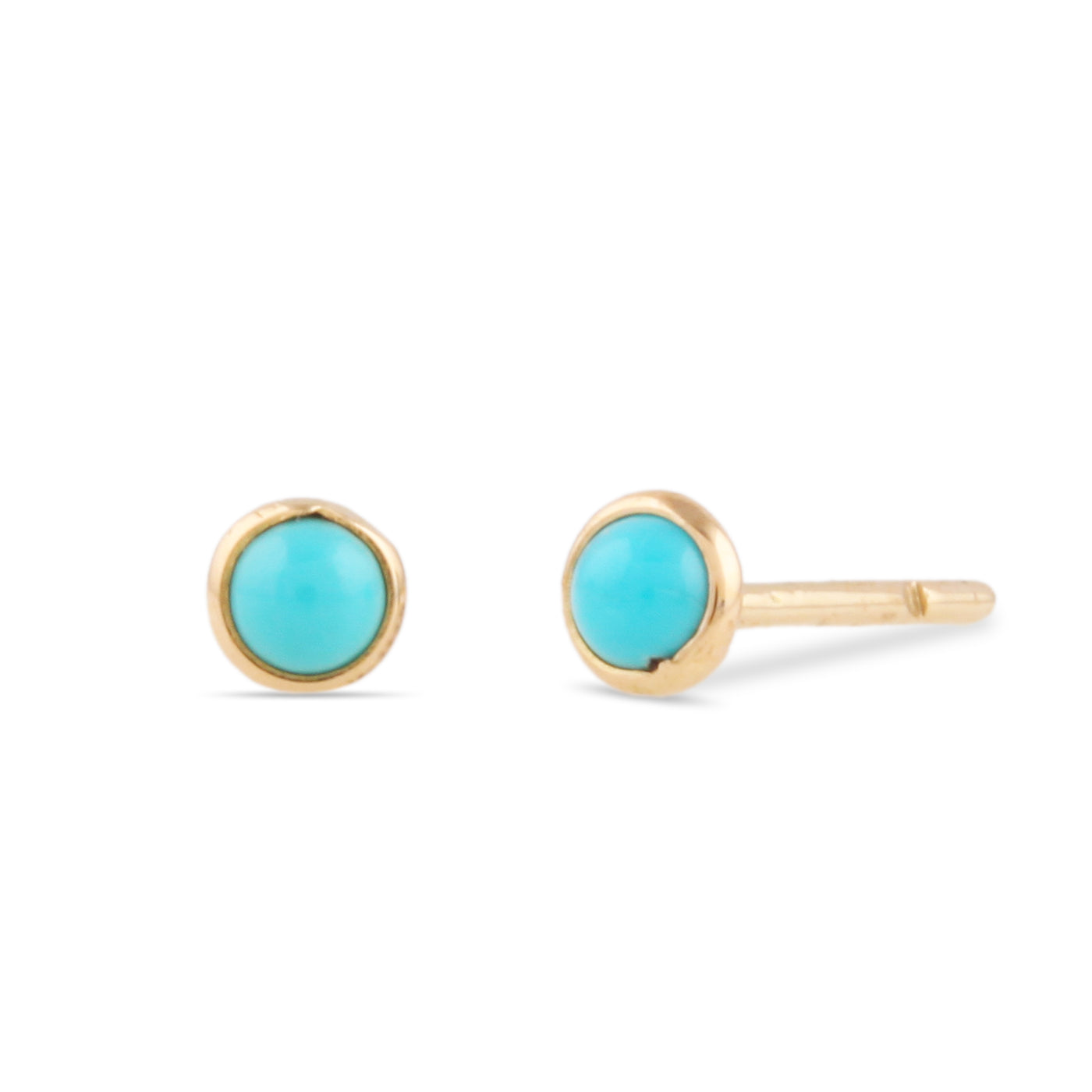 Turquoise Rd. Stud Earring In 18K Yellow Gold