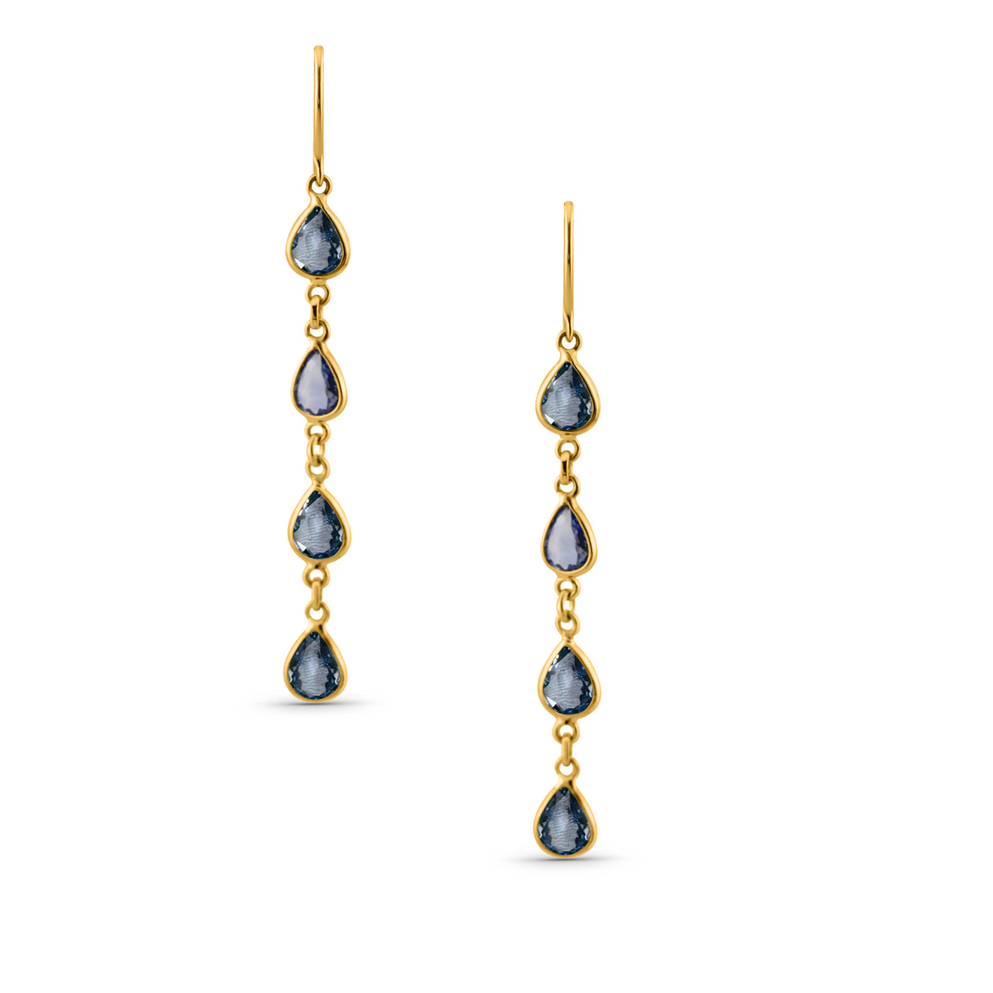 Blue Sapphire Pear Shape Earring In 18K Yellow Gold