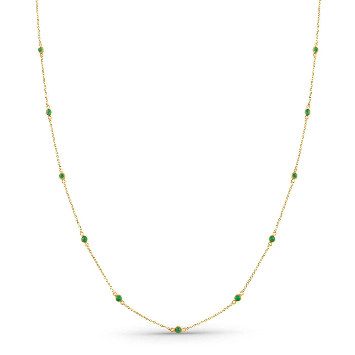 Emerald Round Necklace In 18K Yellow Gold