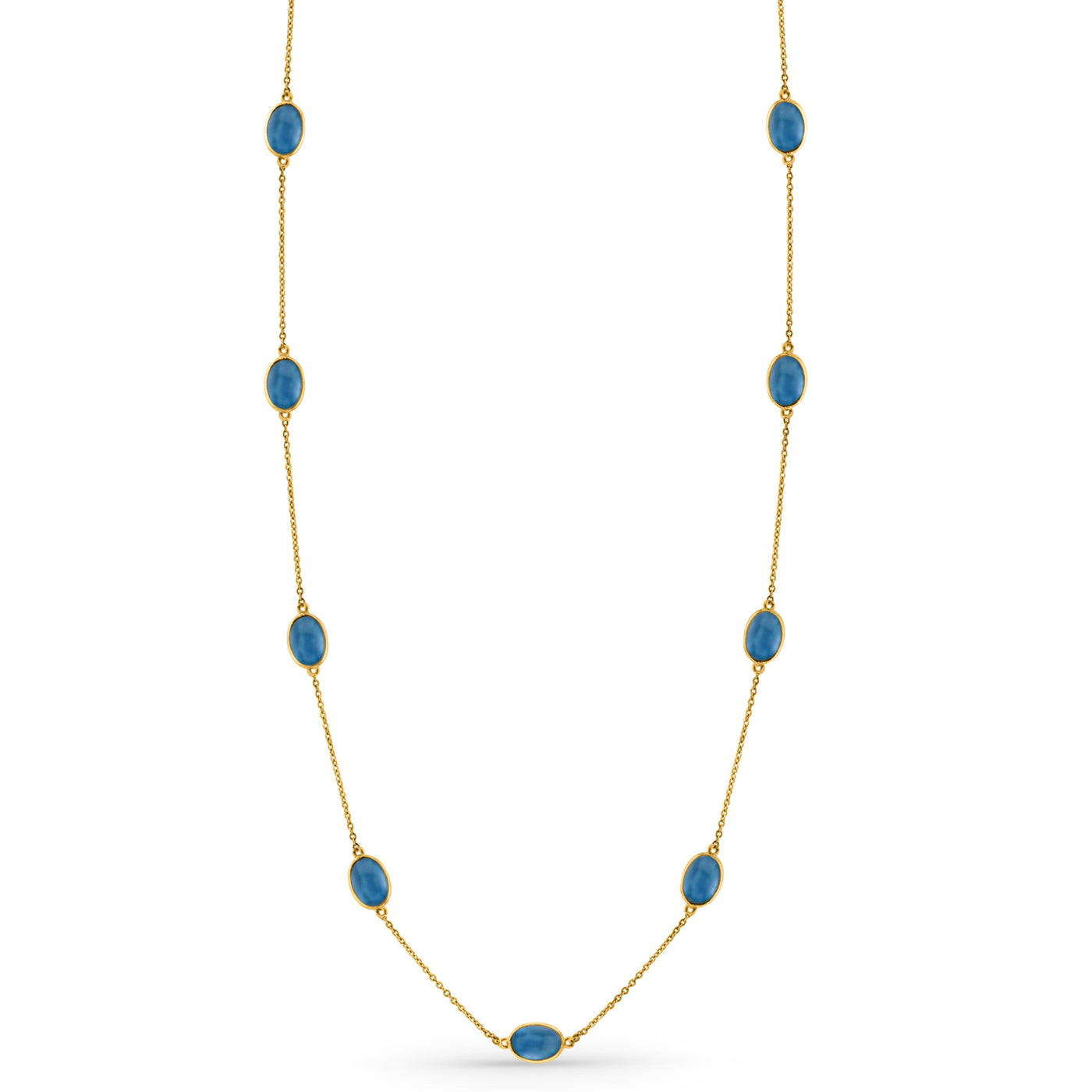 Aquamarine Oval Necklace In 18K Yellow Gold