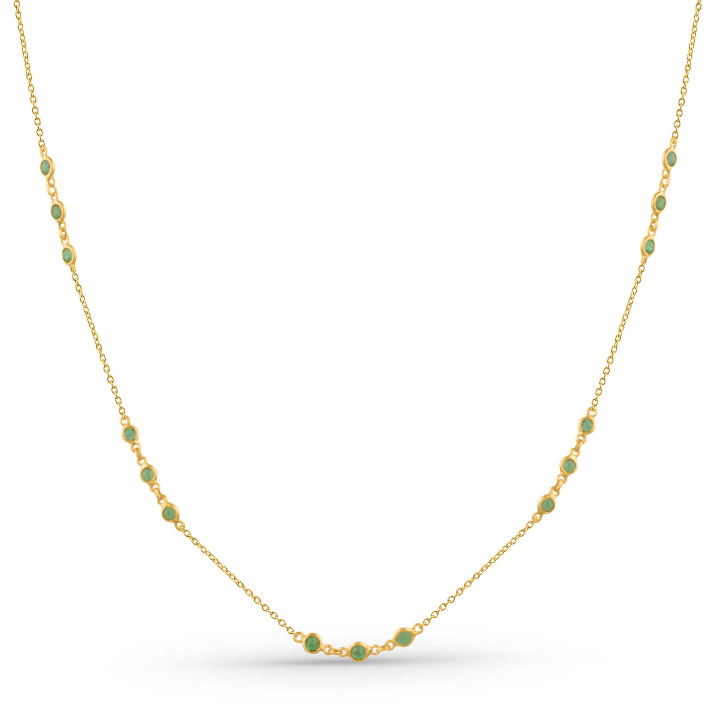 Emerald Round Necklace With 18 Kt Gold