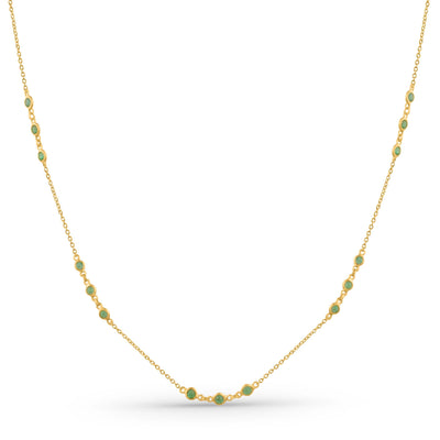 Emerald Round Necklace With 18 Kt Gold