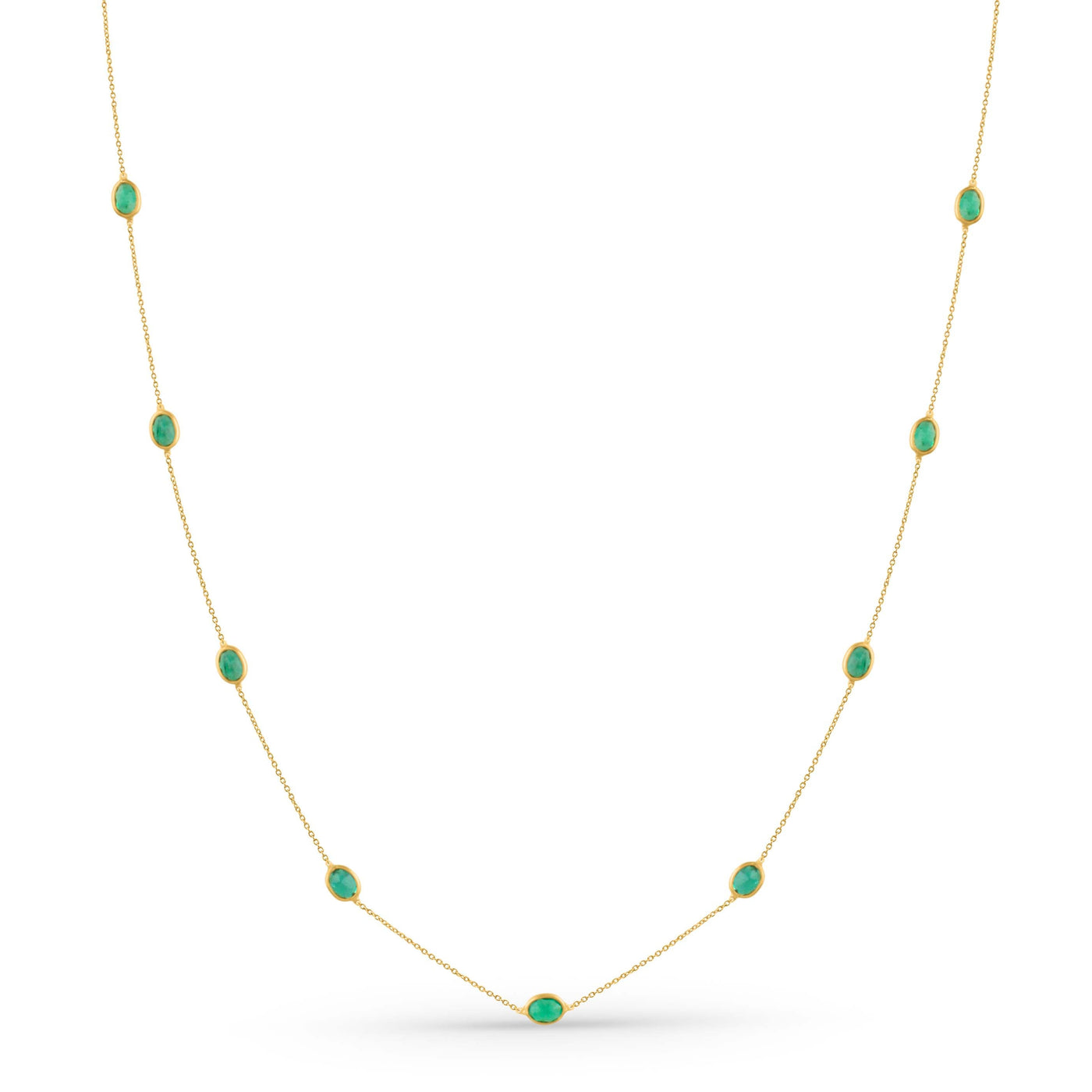 Emerald Oval Necklace With 18 Kt Gold