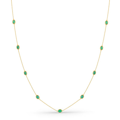 Emerald Oval Necklace With 18 Kt Gold