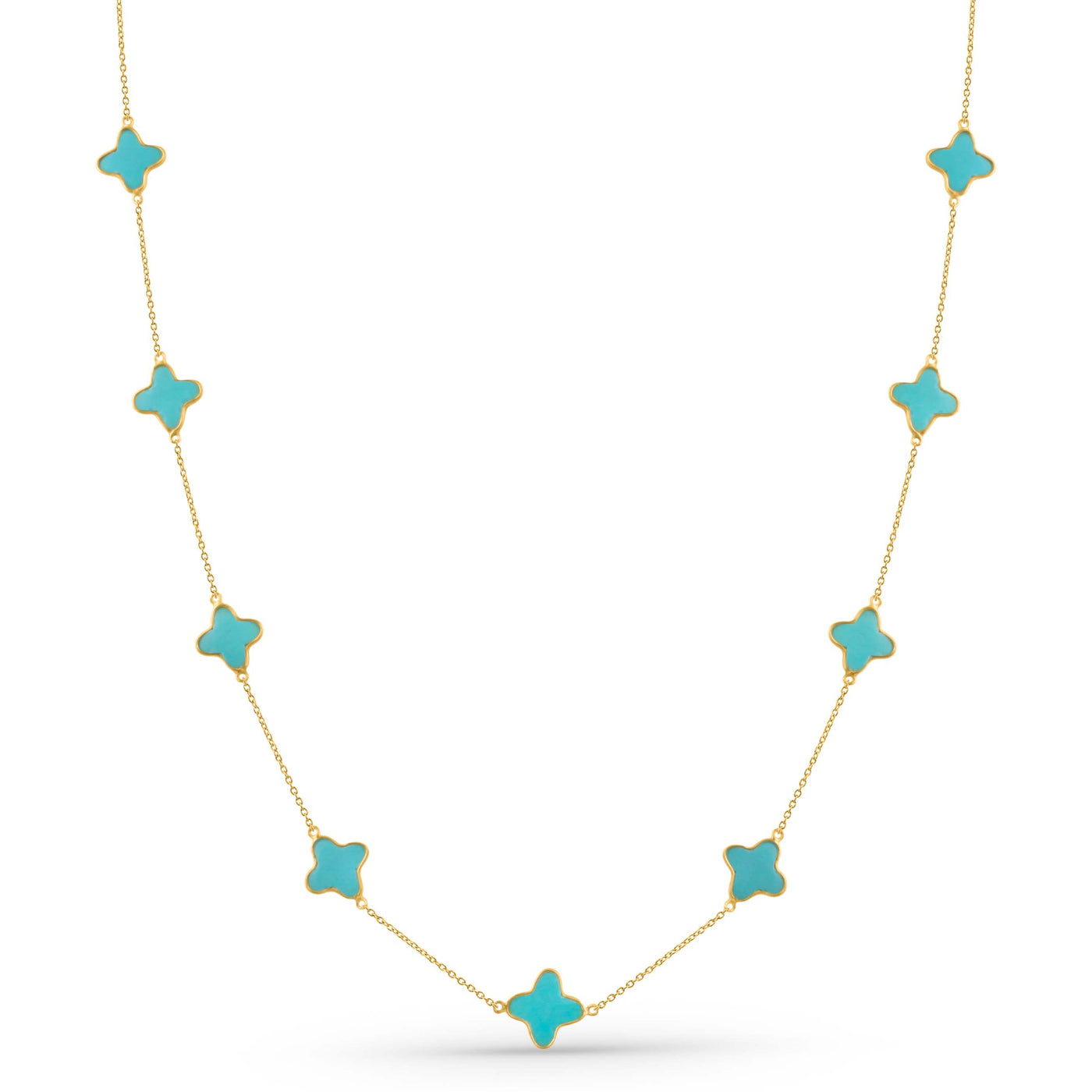 Turquoise Rectangle Necklace With 18 Kt Gold