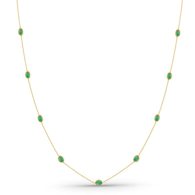 Emerald Oval Necklace With 18 Kt Gold
