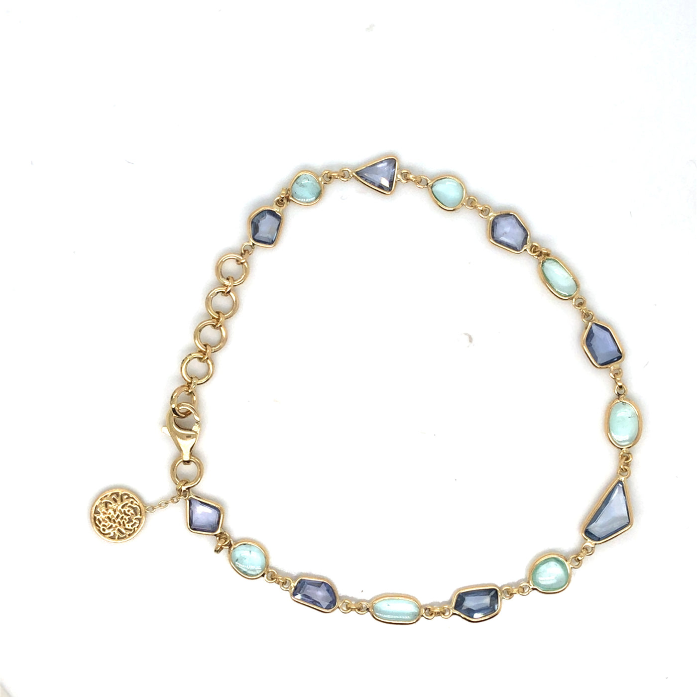 18K gold Blue Sapphire & Paraiba Tourmaline bracelet – elegant handcrafted jewelry