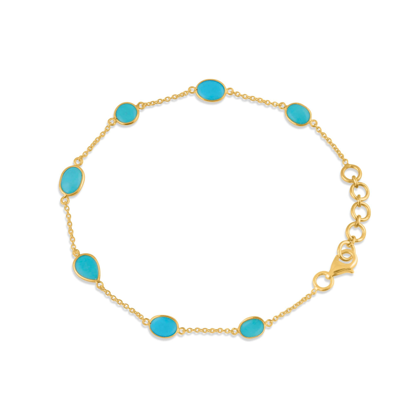 Turquoise Mix Shape Bracelet With 18 Kt Gold