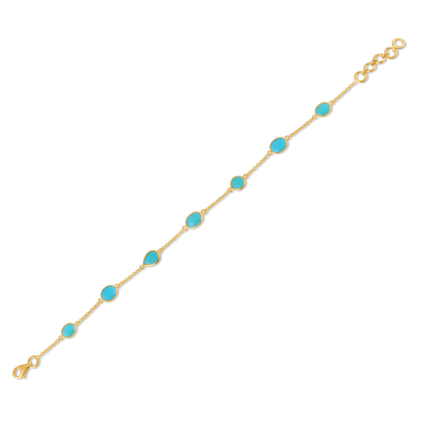 Turquoise Mix Shape Bracelet With 18 Kt Gold